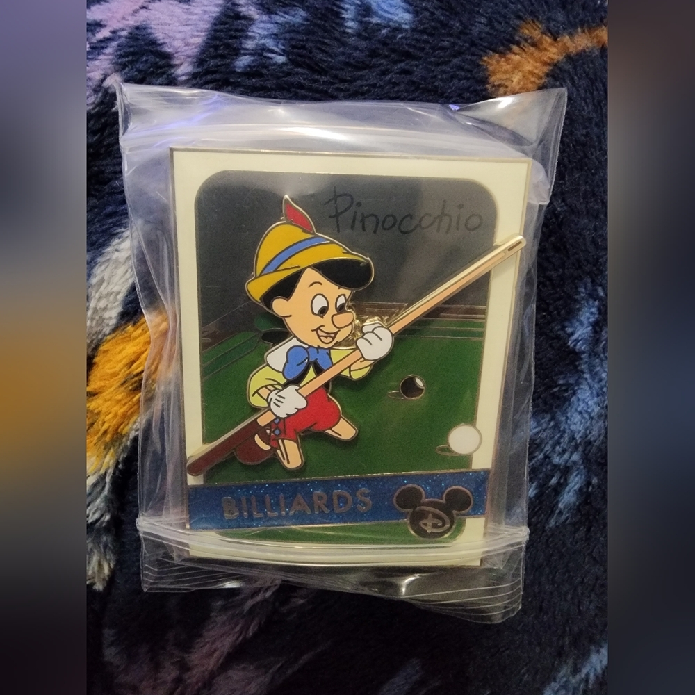 Official Disney Pinocchio Pin- Trading Cards: Billiards- Limited Edition